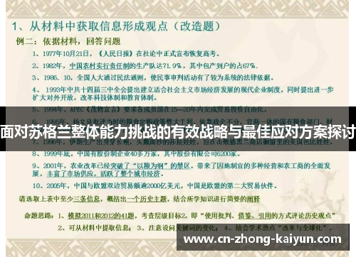 面对苏格兰整体能力挑战的有效战略与最佳应对方案探讨